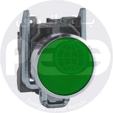 پوش باتن اشنایدر فلزی سبز 1NO بدون LED داخلی